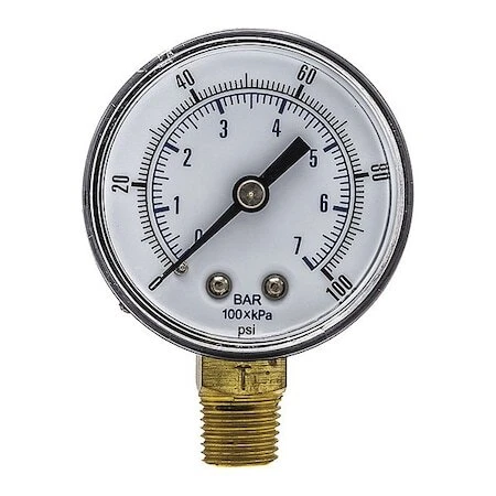 Pic Gauges Sep-101D-204E-Bspt Industrial Pressure Gauge, 0 To 100 Psi, 2 In