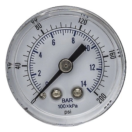 Pic Gauges Sep-102D-158G-Bspt Industrial Pressure Gauge, 0 To 200 Psi, 1 1/2 In