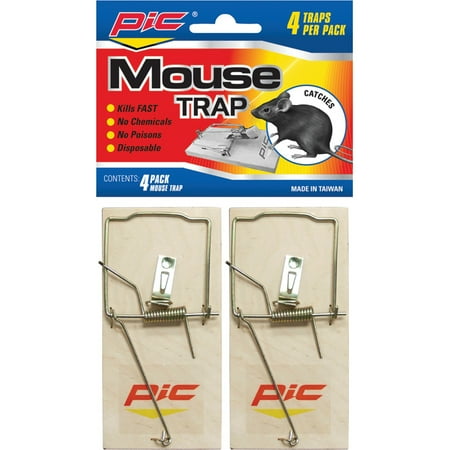 Pic Pest-Free Living Wood Mouse Traps, 4pk