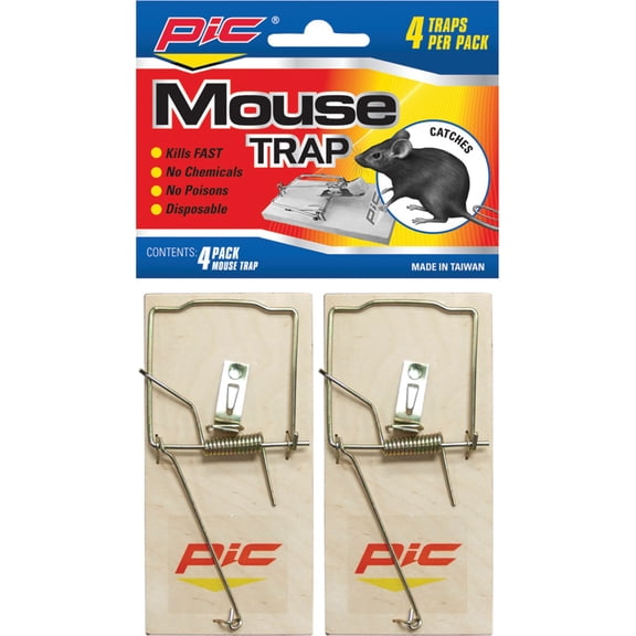 Pic Pest-Free Living Wood Mouse Traps, 4pk