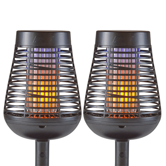 Pic Solar Insect Killer Torch with LED Flame Effect, Black Torch, 2 Pack