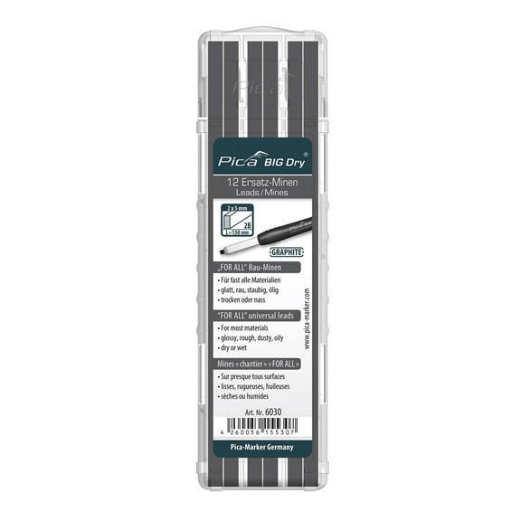 Pica 6030 Big Dry Graphite Refill, 12 Leads