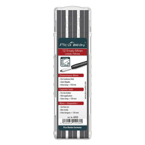 Pica 6050 Big Dry Carpenter Refill, 12 Leads