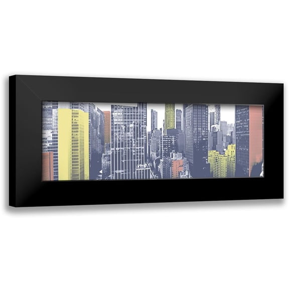 Pica, Jeff 14x7 Black Modern Framed Museum Art Print Titled - Pastel NYC Panorama