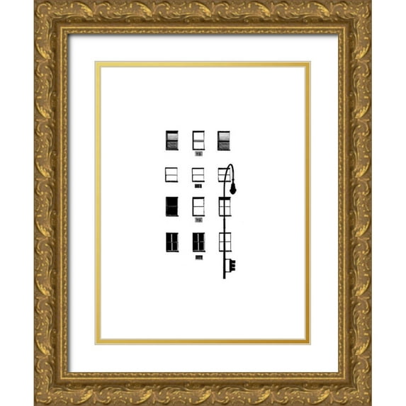 Pica, Jeff 15x18 Gold Ornate Wood Framed with Double Matting Museum Art Print Titled - NYC in Pure B and W IV