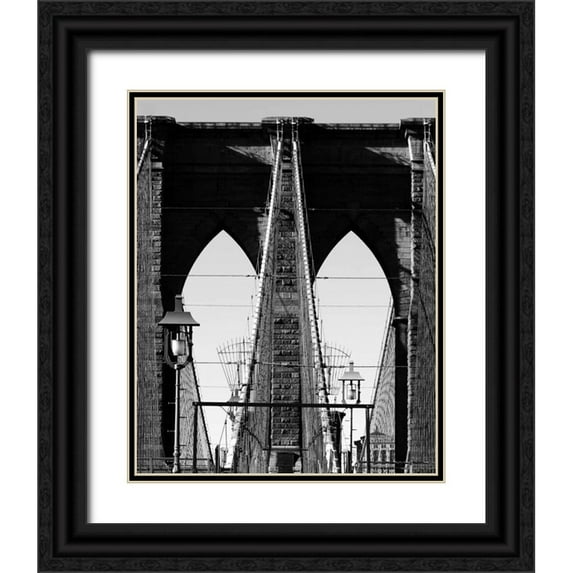 Pica, Jeff 20x24 Black Ornate Wood Framed with Double Matting Museum Art Print Titled - Bridges of NYC II