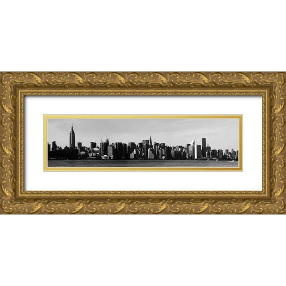 Pica, Jeff 24x9 Gold Ornate Wood Framed with Double Matting Museum Art Print Titled - Panorama of NYC VIII