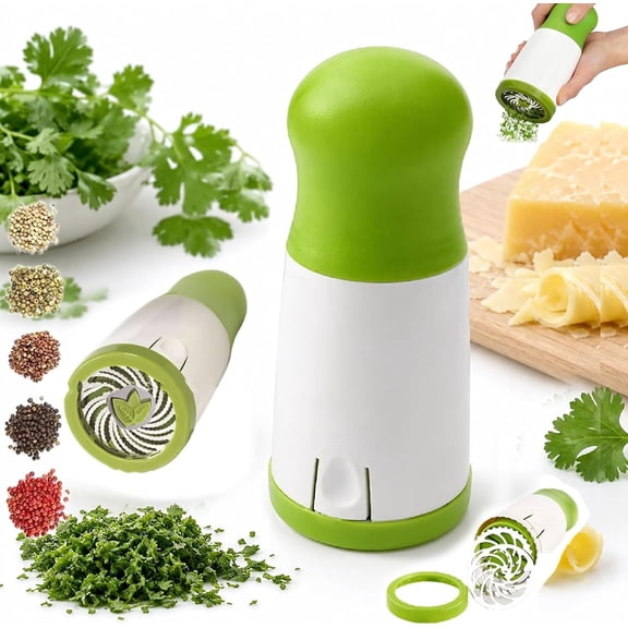 Picador De Cilantro and Spice Grinder, Manual Herb Grinder, Stainless Steel Blade Fresh Leaf Spice Chopper, Twist Hand Cilantro Parsley Mincer, Detachable Kitchen Herb Mill ,1 Pcs