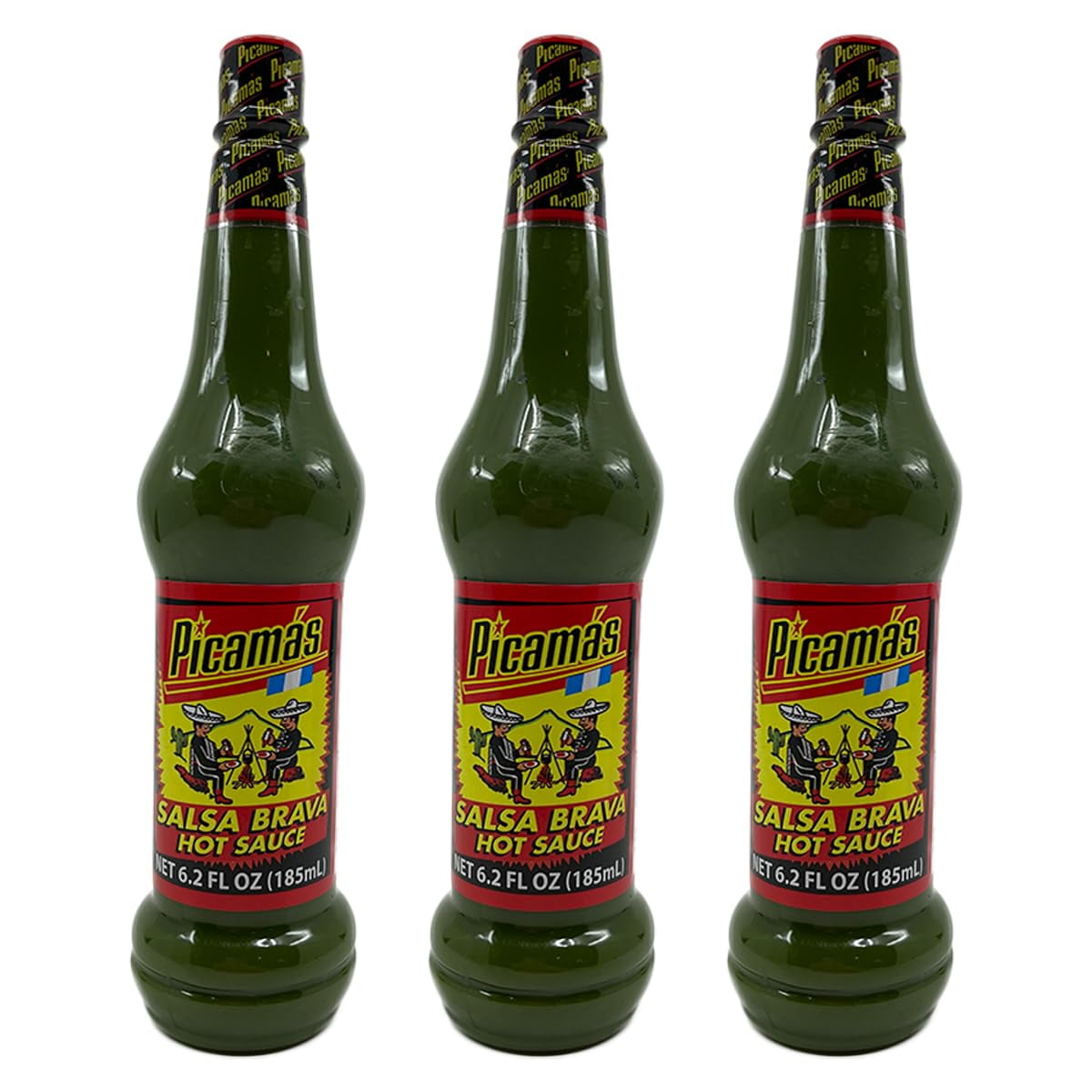 Picamas Green Hot Sauce, Salsa Brava, 6.2 FL OZ Bottles, Pack of 3 ...