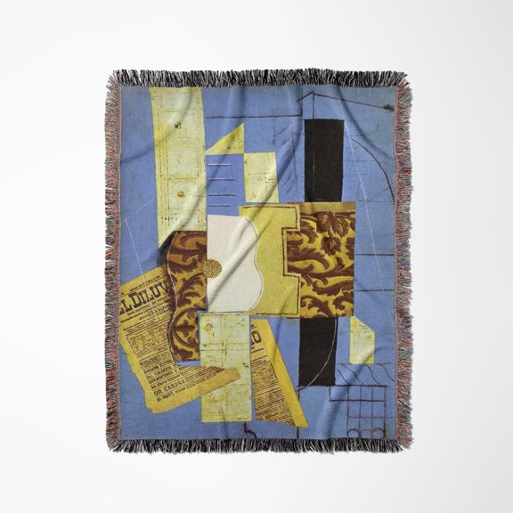 Picasso 1913 Painting Guitar Surrealism, Woven Blanket
