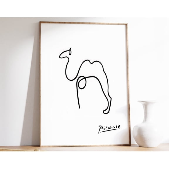 Picasso Camel Line Art Print Minimalist Animal Poster