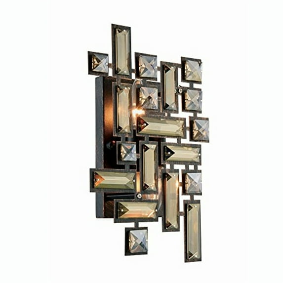 Picasso Collection Wall Sconce W:8 H:12 E:3.5 Lt:2 Dark Bronze Finish Royal Cut Golden Teak