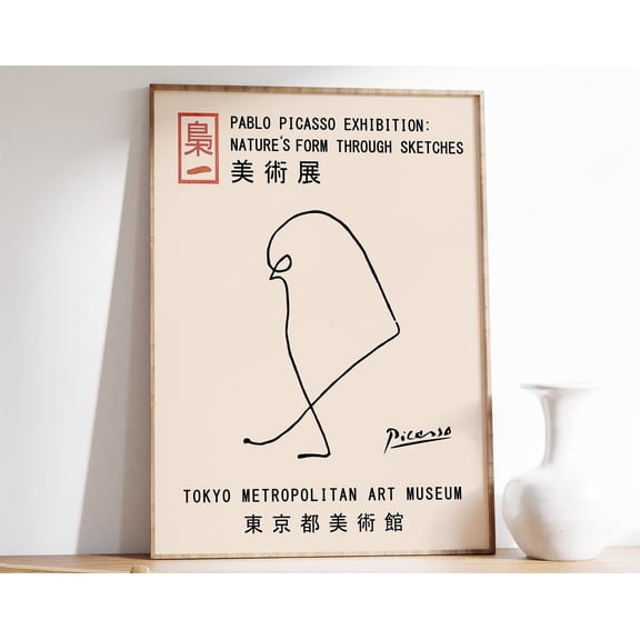 Picasso Exhibition Poster Bird Minimalist Art Print Line Drawing Art Print Bedroom Art Gif