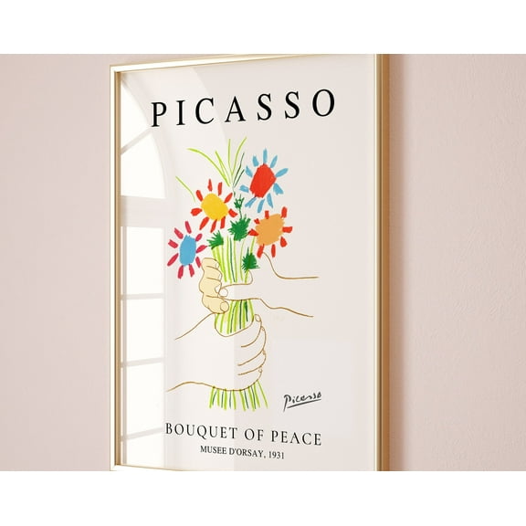 Picasso - Flower poster, Picasso Exhibition poster, Picasso Exhibition Line Art Poster, Minimalist Line Drawing, Gift print, Home Decor, 12x18 UNFRAMED