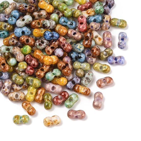 Picasso Glass Seed Beads Round Hole Peanut Mixed color 6x3~3.5x3mm Hole: 1.1mm 110pcs/set