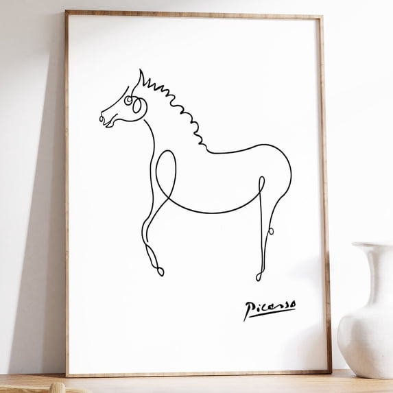Picasso Horse Line Art Poster, Horse Art, Minimalist Decor, Animal Wall Art, Fashion Print, Animal Gift, Line Art Print UNFRAMED PAPER POSTER, Home Decor, Vintage Gift, Living Room Dercor