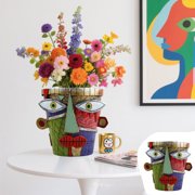 Picasso-Inspired Abstract Face Flower Flower Pot, Sculptural Art Planter For Home Decor & Planting, Versatile Handcrafted Pot With Removable Liner And Drainage Holes For