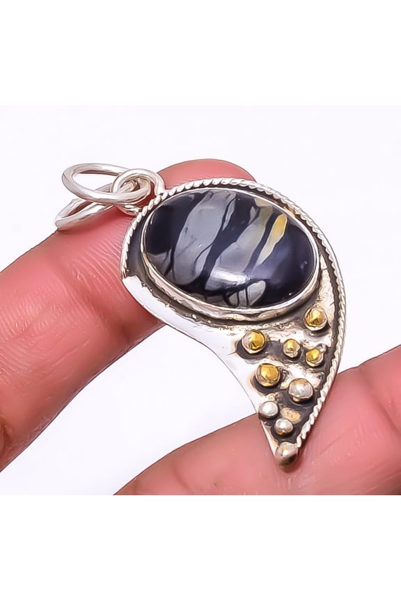 Picasso Jasper 925 Sterling Silver Handmade Bali Pendant 2.03" P1453-25, Jasper Pendant, Christmas Gift, New Year Sale, Gemstone Silver Jewelry