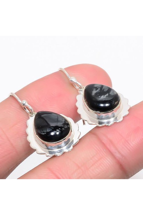 Picasso Jasper Gemstone 925 Sterling Silver Earring Jewelry 1.3" T6, Jasper Earring, Christmas Gift, New Year Sale, Gemstone Silver Jewelry