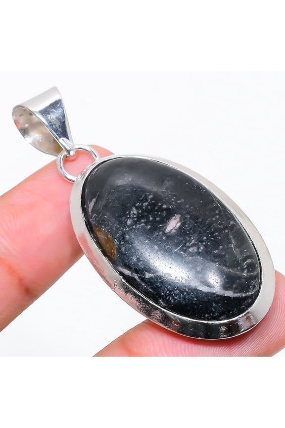 Natural Picasso Jasper Gemstone 925 Sterling Silver Gift Pendant 2.09"