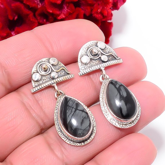 Picasso Jasper - Utah Designer Handmade 925 Sterling Silver Earring 1.56" E9902, Christmas Gift