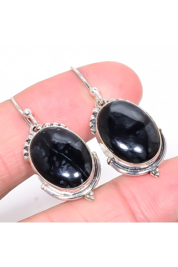 Picasso Jasper Vintage 925 Sterling Silver Jewelry Earring 1.46" T8, Jasper Earring, Christmas Gift, New Year Sale, Gemstone Silver Jewelry