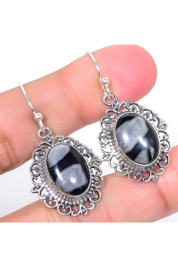 Picasso Jasper Vintage Style Solid 925 Sterling Silver Earring 1.58" T28, Jasper Earring, Christmas Gift, New Year Sale, Gemstone Silver Jewelry