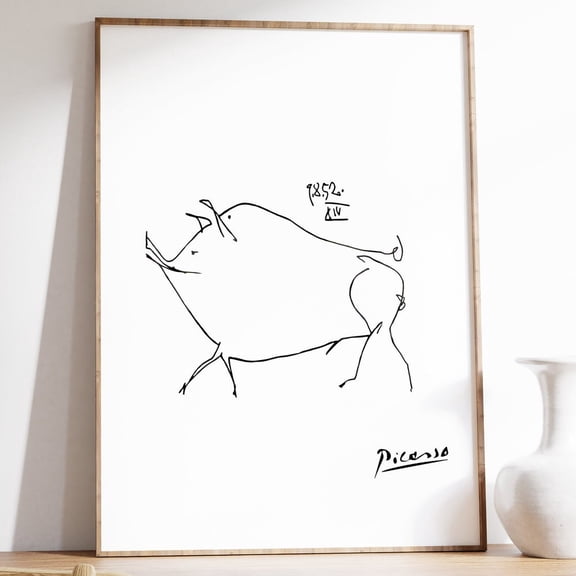 Picasso Line Art Poster, The Pig, Picasso Print, Animal Art, Animal Print, Minimalist Decor, Drawing Print, Gift UNFRAMED PAPER POSTER, Home Decor, Vintage Gift, Living Room Dercor