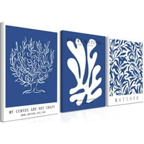 Picasso Matisse Canvas Wall Art – Blue Abstract Line Poster Wall Decor Paintings Prints, Modern Minimalist Pictures Aesthetic Home Decor for Living Room Bedroom Office(Only canvas)