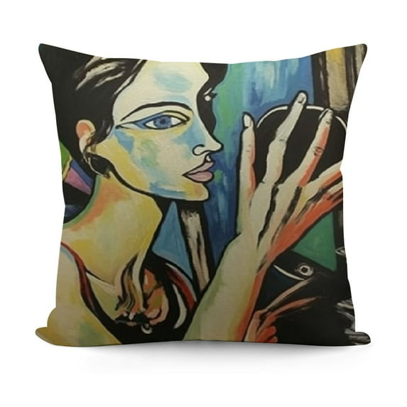 Picasso Painting Pillow Case Abstract Nora Beautiful Woman Colorful Bright Home DecorThrow Cushion for Sofa Couch Car Bedroom Square Pillow Cover