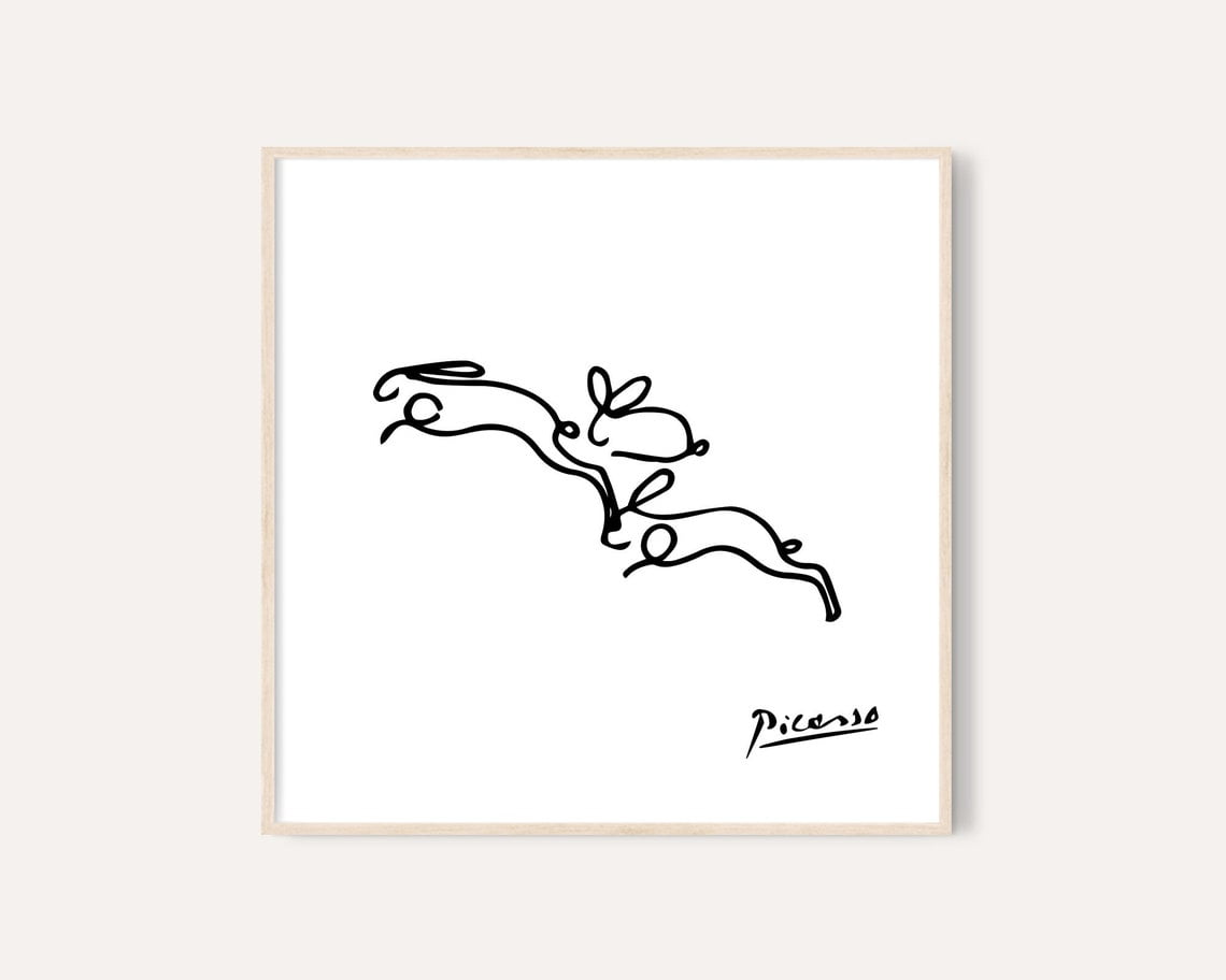Picasso Rabbits Print, Picasso Animal Line Drawing Animal Sketch ...