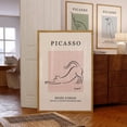 thumbnail image 1 of Picasso Style Cat Line Drawing Minimal Pink Wall Art, Stretched Canvas 8x10in, 1 of 4
