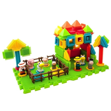 PicassoTiles 100PCS Hedgehog 3D Building Block Tiles, STEM Farm Theme Educational Toy Set, Learning Playset for Preschool Kids, Brain Development & Creativity
