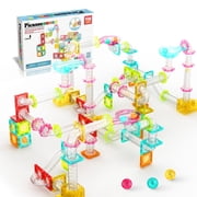 PicassoTiles Mini Marble Run Magnetic Tiles for Kids   100PCS STEM Construction Building Blocks Race Track Travel Toy Set