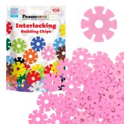 PicassoTiles 108PCS Pink Interlocking Disc Building Blocks Toy Set for Kids – STEM Construction & Creative Play