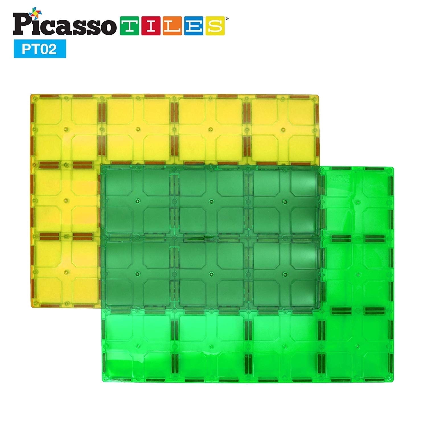PicassoTiles Magnetic Tiles 2PCS X-Large Set, STEM Building Blocks for Kids, Educational Magnet Toys, Creative Learning Construction Playset