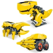 PicassoTiles 3-in-1 Solar Powered Dinosaur Robot Toy – STEM Science Kit for Kids, Educational Engineering Building Blocks, Creative Learning Set