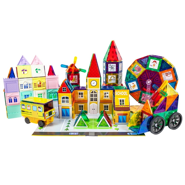 Picasso Tiles 300pc Master Builder Kit Magnetic Kids Toy Building Block  Set, Multicolor
