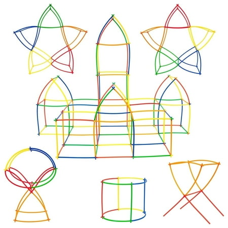 PicassoTiles 400PCS Straw Construction Building Set, STEM Educational Interlocking Toys, Creative Builder Kit for Kids Boys & Girls