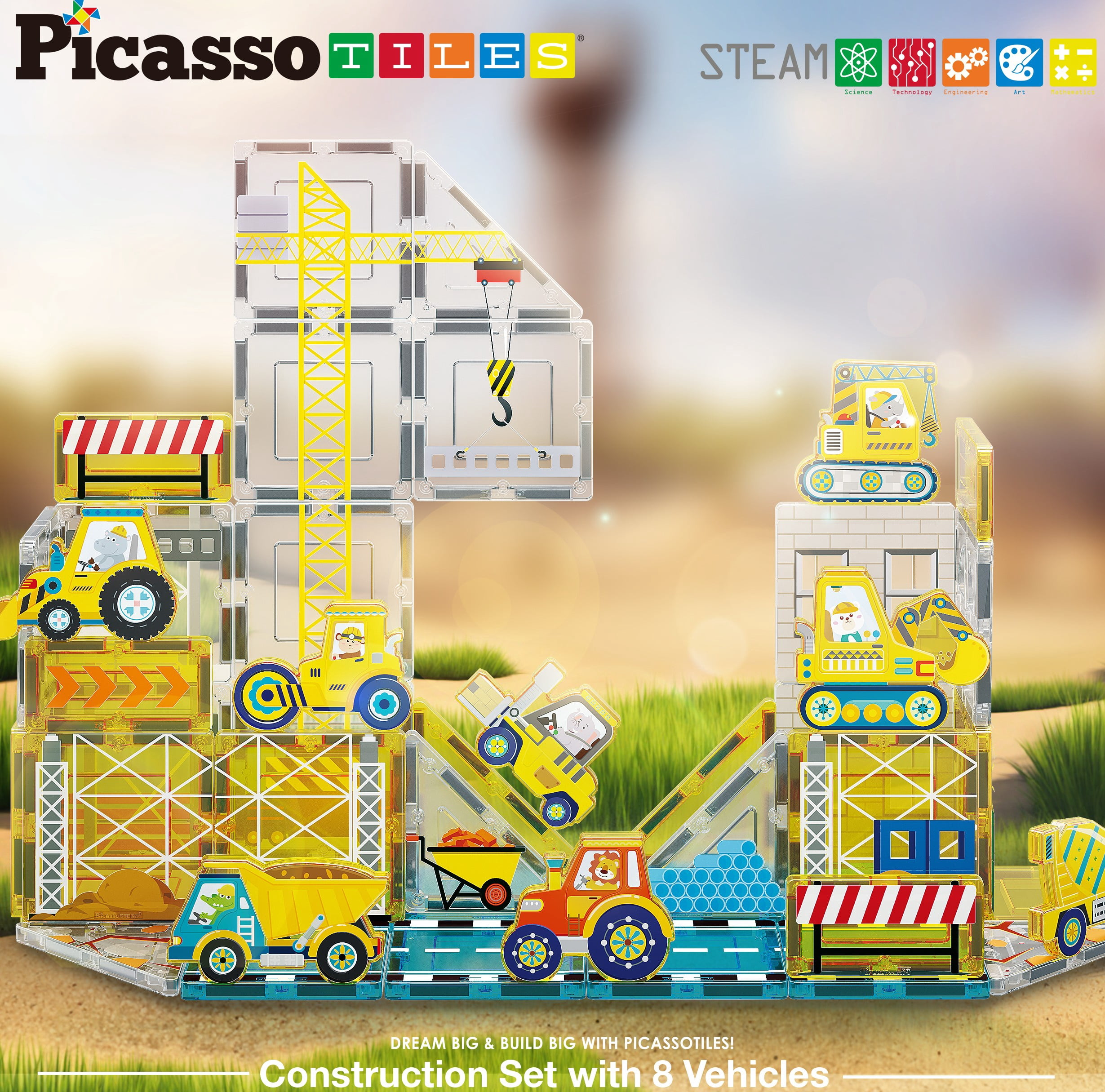 PicassoTiles Magnetic Tiles for Kids 45PCS STEM Building Blocks Toy ...