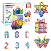 PicassoTiles Magnetic Tiles for Kids   63PCS STEM Construction Building Blocks Educational Toy Set