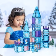 PicassoTiles Magnetic Tiles for Kids   Ice Castle Theme 72PCS STEM Construction Building Blocks Educational Toy