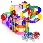 PicassoTiles Race Track Magnetic Tiles for Kids   81PCS STEM Building Set with 2 Racing Cars, Educational Construction Toy, Creative Play Kit