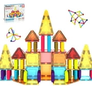 PicassoTiles Magnetic Tiles & Hedgehog 2-in-1 Interlocking Brush Connector Building Blocks, STEM Educational Construction Playset for Kids 3+