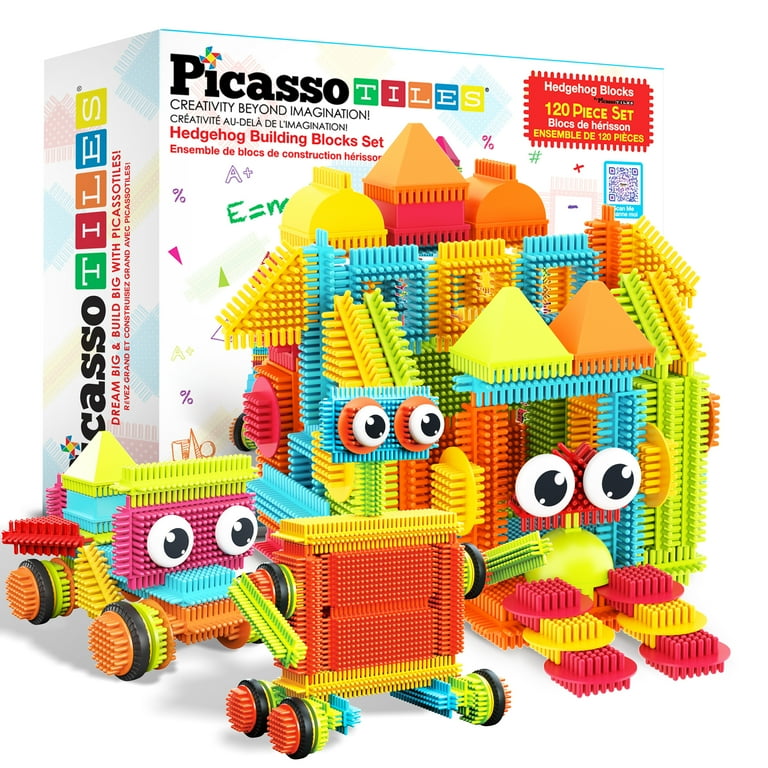 PicassoTiles Toy for Toddlers: 120-Piece Hedgehog Lock Building