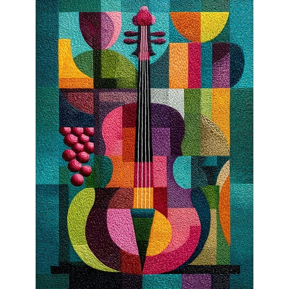 Picasso Violin and Grapes Canvas Wall Art, Abstract Modern Art, Living Room Home Decor