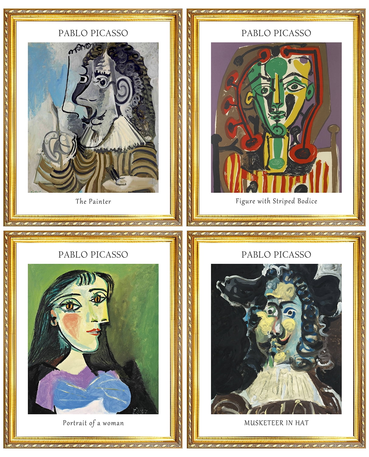 Picasso Wall Art 4 Panels,Pablo Picasso Print,Abstract Painting