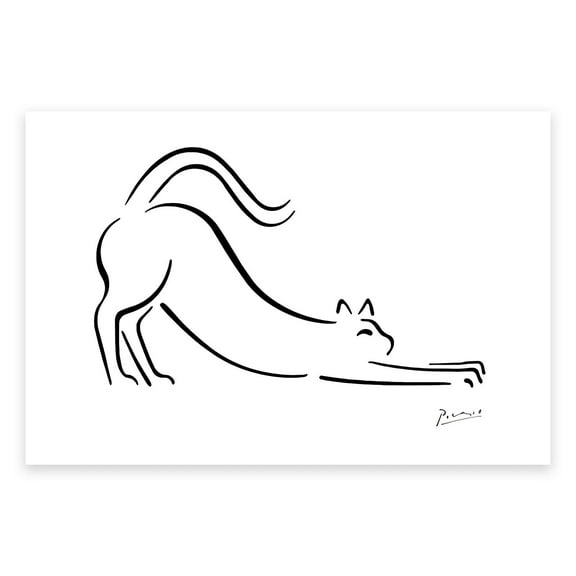 Picasso Wall Art Prints - Picasso Poster - Cat Canvas Wall Art - Minimalist Wall Decor - Cat Home Decor Line Drawing Prints for Kitchen Bathroom Living Room