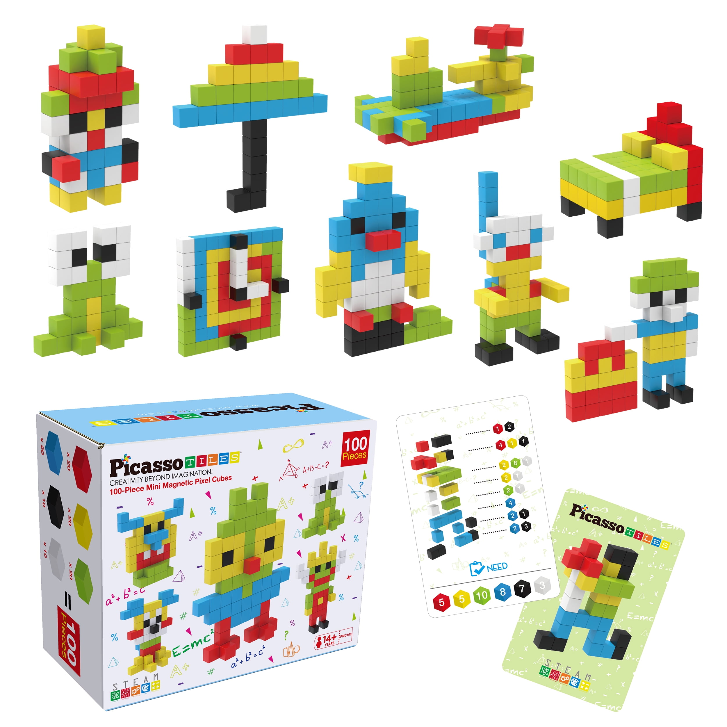PicassoTiles 100PC Mini Magnetic Blocks Learning Building Toy for Kids 3 Walmart