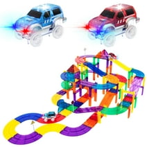 PicassoTiles 100 Pcs Race Car Track Magnet Building Blocks Toys for Kids Ages 3+  PTR100